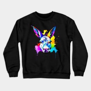 Miniature Donkey Face | Color Splash Crewneck Sweatshirt